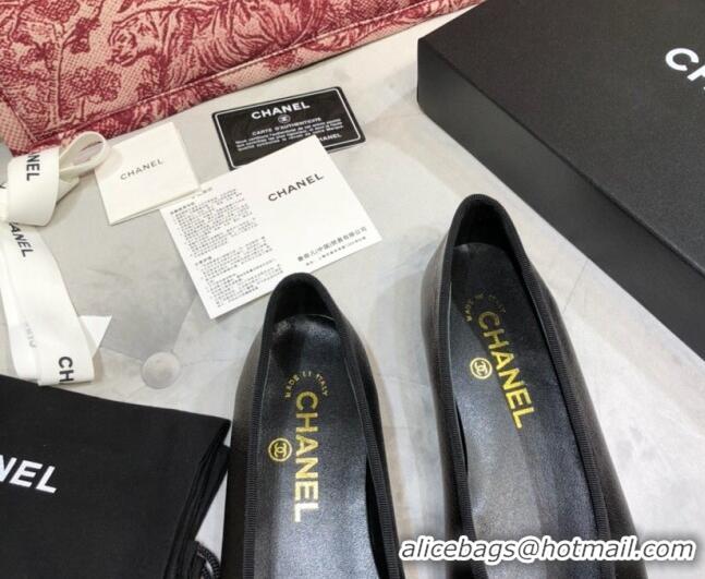 Grade Chanel Shiny Leather Classic Ballerinas Black 101358