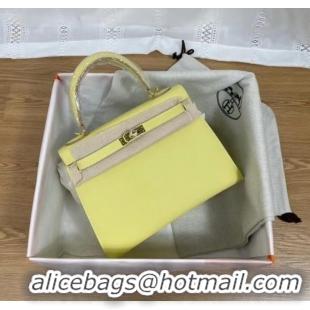 Low Cost Hermes Kelly 25cm Shoulder Bags Epsom KL2755 yellow&gold-Tone Metal