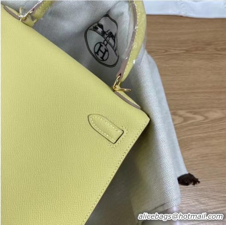 Low Cost Hermes Kelly 25cm Shoulder Bags Epsom KL2755 yellow&gold-Tone Metal