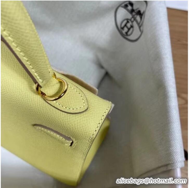 Low Cost Hermes Kelly 25cm Shoulder Bags Epsom KL2755 yellow&gold-Tone Metal