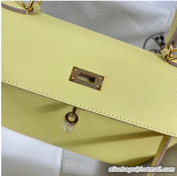 Low Cost Hermes Kelly 25cm Shoulder Bags Epsom KL2755 yellow&gold-Tone Metal