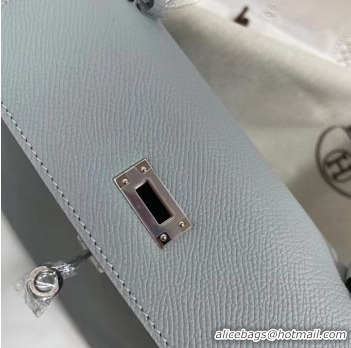 Well Crafted Hermes Kelly 25cm Shoulder Bags Epsom KL2755 light blue&silver-Tone Metal