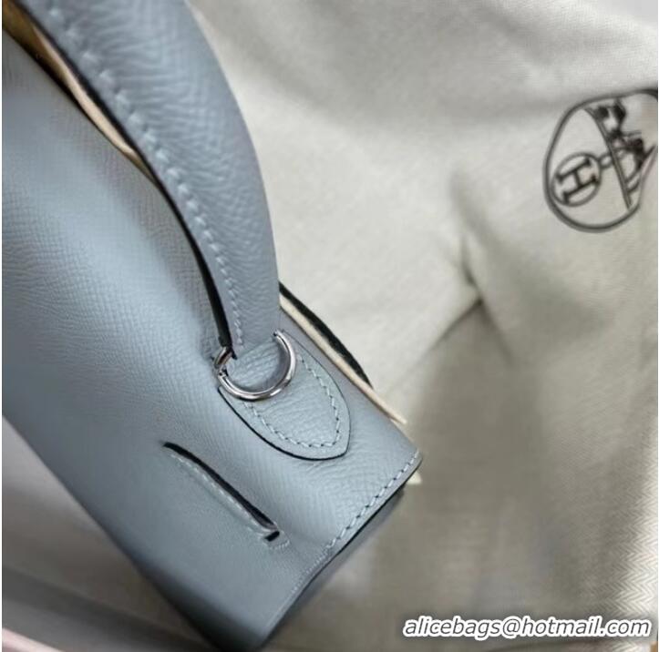 Well Crafted Hermes Kelly 25cm Shoulder Bags Epsom KL2755 light blue&silver-Tone Metal