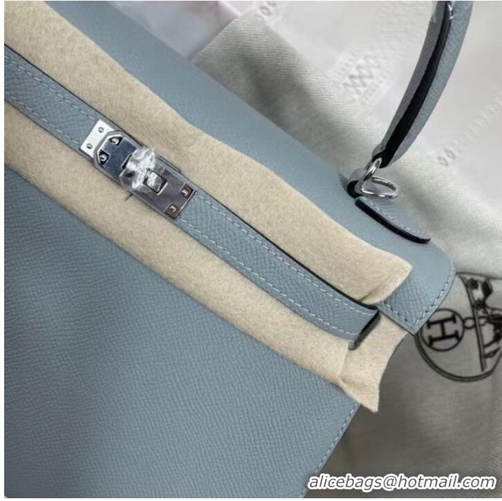 Well Crafted Hermes Kelly 25cm Shoulder Bags Epsom KL2755 light blue&silver-Tone Metal