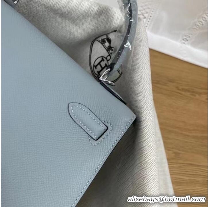 Well Crafted Hermes Kelly 25cm Shoulder Bags Epsom KL2755 light blue&silver-Tone Metal