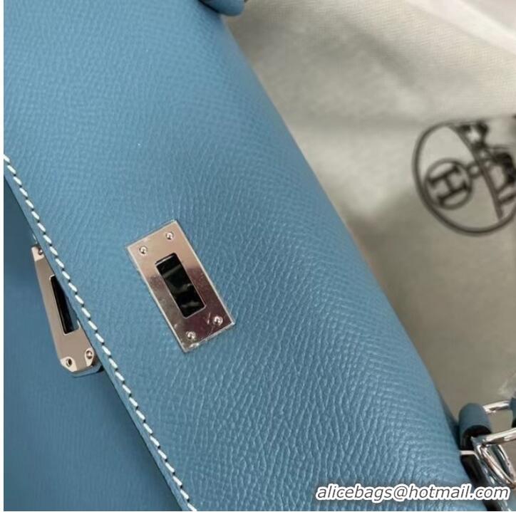 Buy Classic Hermes Kelly 25cm Shoulder Bags Epsom KL2755 blue&silver-Tone Metal