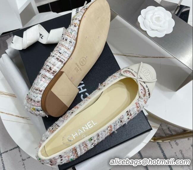 Perfect Chanel Tweed Classic Ballerinas White/Multicolor 101381