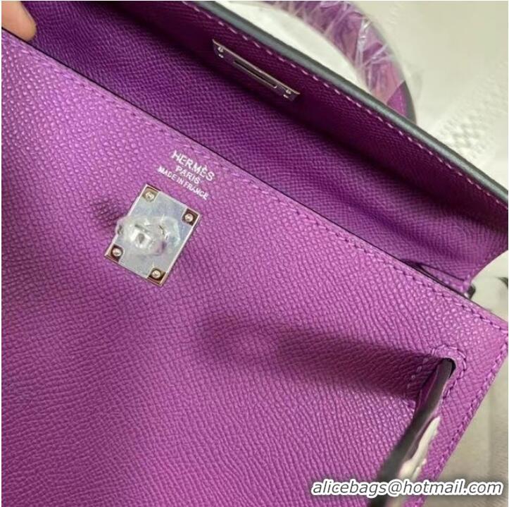 Traditional Specials Hermes Kelly 25cm Shoulder Bags Epsom KL2755 purple&silver-Tone Metal