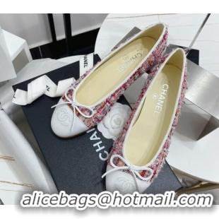 Good Quality Chanel Tweed Classic Ballerinas Pink 101382