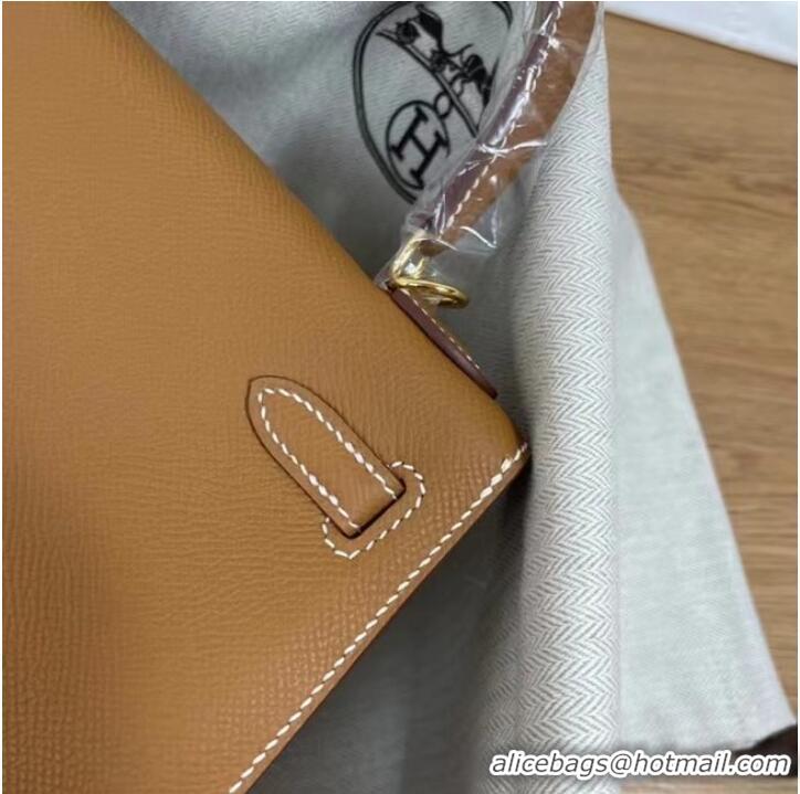 Original Cheap Hermes Kelly 25cm Shoulder Bags Epsom KL2755 brown&gold-Tone Metal