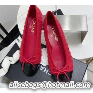 Most Popular Chanel Tweed Classic Ballerinas Red 101384