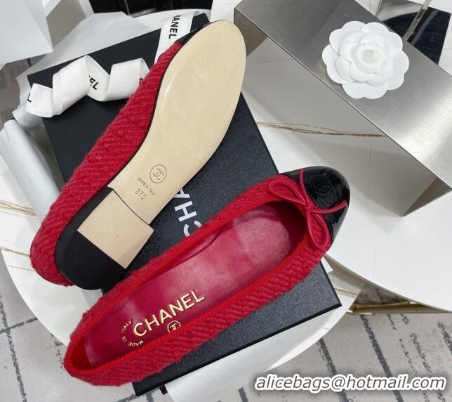 Most Popular Chanel Tweed Classic Ballerinas Red 101384