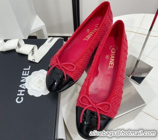 Most Popular Chanel Tweed Classic Ballerinas Red 101384