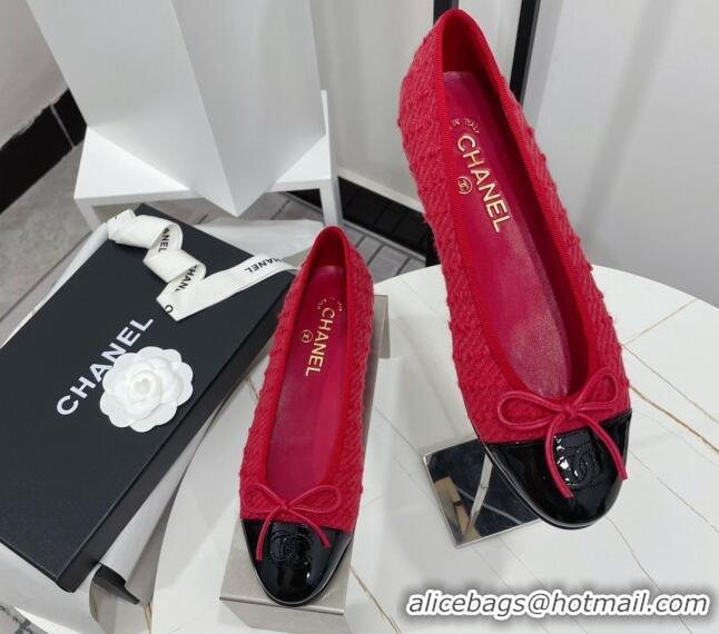 Most Popular Chanel Tweed Classic Ballerinas Red 101384