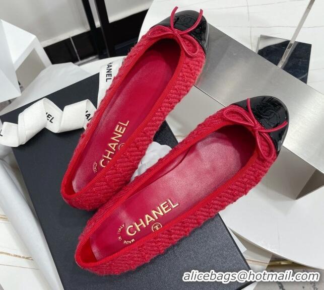 Most Popular Chanel Tweed Classic Ballerinas Red 101384