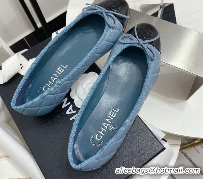 Unique Style Chanel Quilted lambskin Classic Ballerinas Blue 101385