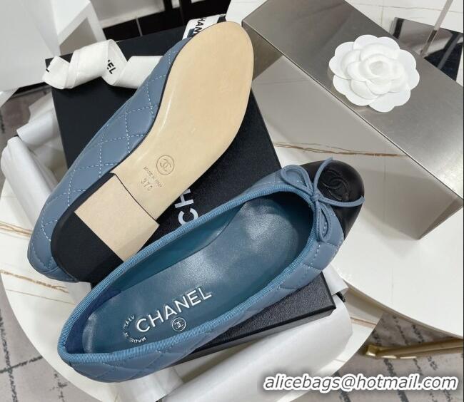 Unique Style Chanel Quilted lambskin Classic Ballerinas Blue 101385