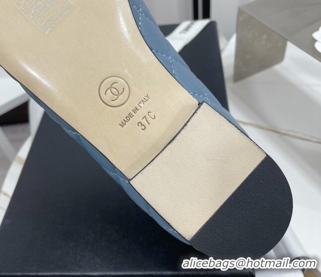 Unique Style Chanel Quilted lambskin Classic Ballerinas Blue 101385