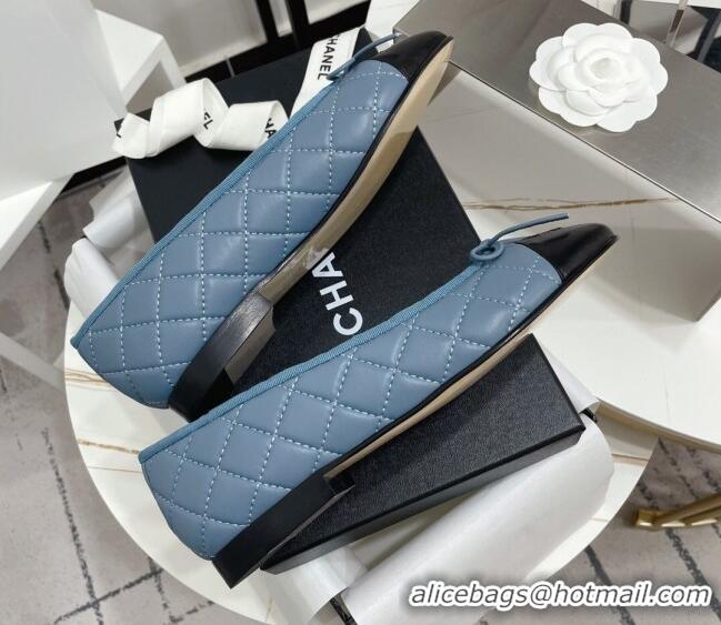 Unique Style Chanel Quilted lambskin Classic Ballerinas Blue 101385