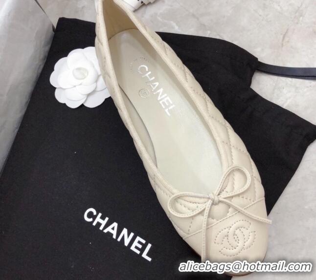 Good Looking Chanel Quilted Lambskin Tweed Classic Ballerinas White 101388