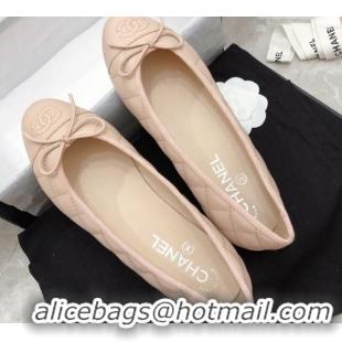 1:1 aaaaa Chanel Quilted Lambskin Classic Ballerinas Light Pink 101389