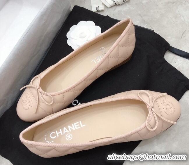 1:1 aaaaa Chanel Quilted Lambskin Classic Ballerinas Light Pink 101389