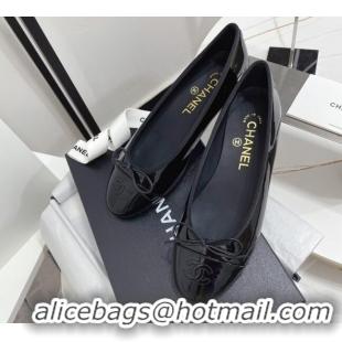 Best Grade Chanel Patent Leather Classic Ballerinas Black 101390