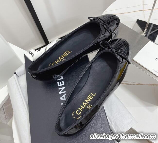 Best Grade Chanel Patent Leather Classic Ballerinas Black 101390