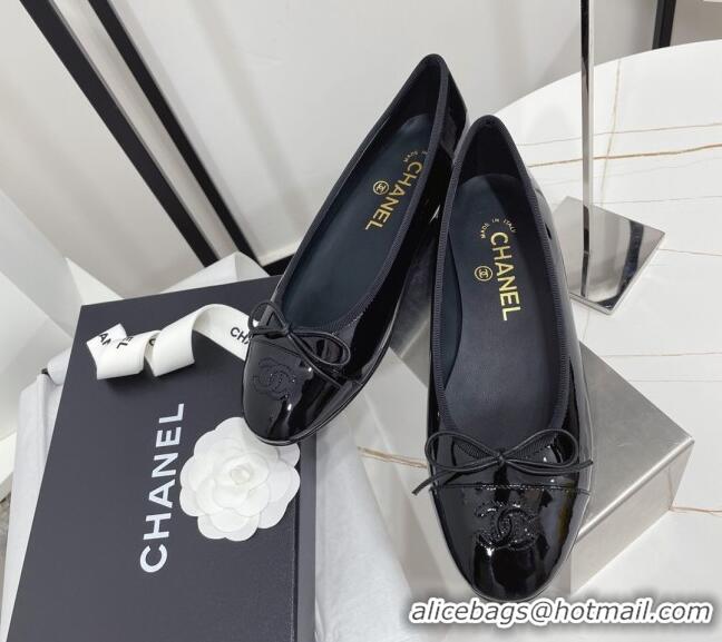 Best Grade Chanel Patent Leather Classic Ballerinas Black 101390