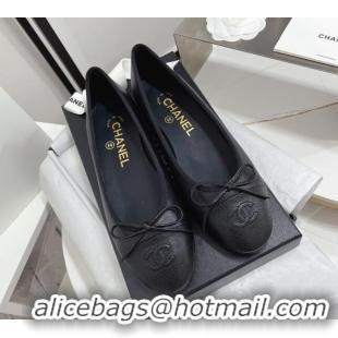 Hot Style Chanel Grained Leather Classic Ballerinas Black 101391