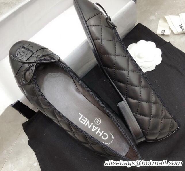 Pretty Style Chanel Quilted Lambskin Classic Ballerinas Black 101392