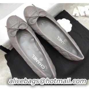 Discount Chanel Quilted Lambskin Classic Ballerinas Gray 101393