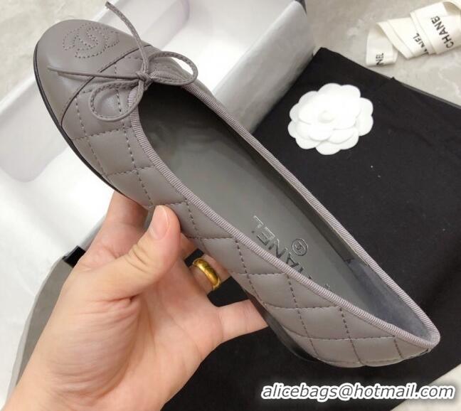 Discount Chanel Quilted Lambskin Classic Ballerinas Gray 101393