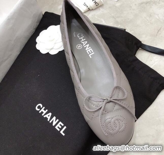 Discount Chanel Quilted Lambskin Classic Ballerinas Gray 101393