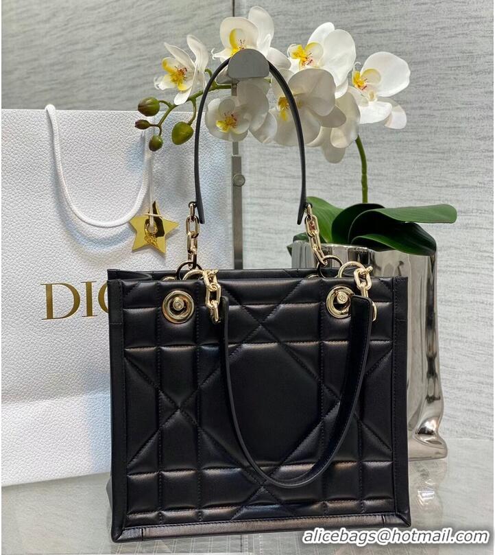 Promotional SMALL DIOR ESSENTIAL TOTE BAG Hazelnut Archicannage Calfskin M87211 BLACK