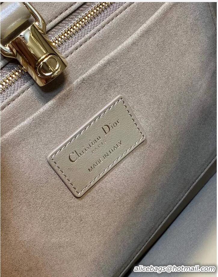 Luxurious SMALL DIOR ESSENTIAL TOTE BAG Hazelnut Archicannage Calfskin M87211 Apricot