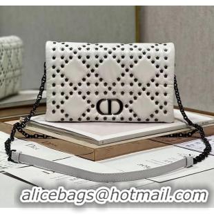 Promotional DIOR CARO MACROCANNAGE POUCH Macrocannage Calfskin with Star Motif S5135BN white