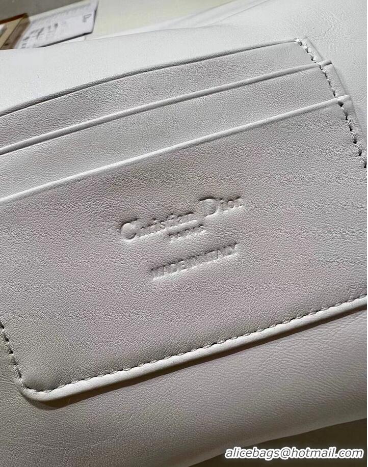 Unique Grade DIOR CARO MACROCANNAGE POUCH Macrocannage Calfskin with Star Motif S5135BB white