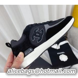 Fashion Chanel Suede & Mesh Sneakers G38299 102602 Black