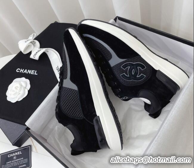 Fashion Chanel Suede & Mesh Sneakers G38299 102602 Black