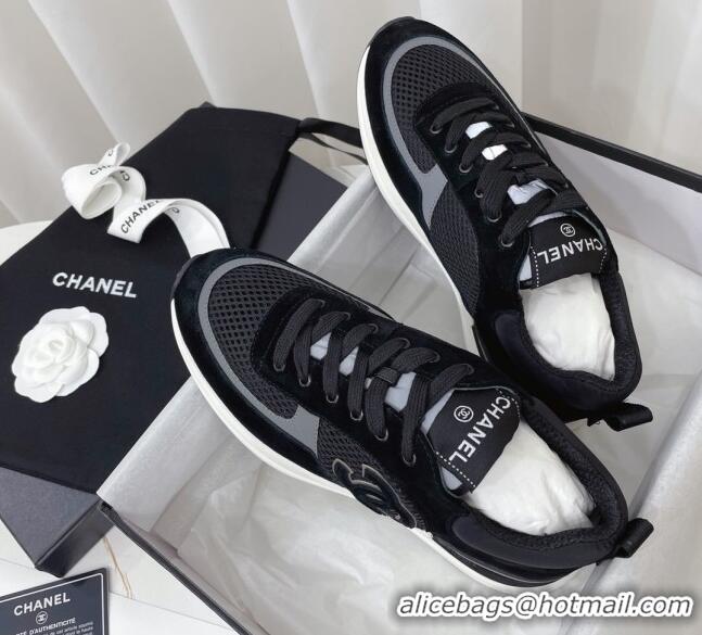 Fashion Chanel Suede & Mesh Sneakers G38299 102602 Black