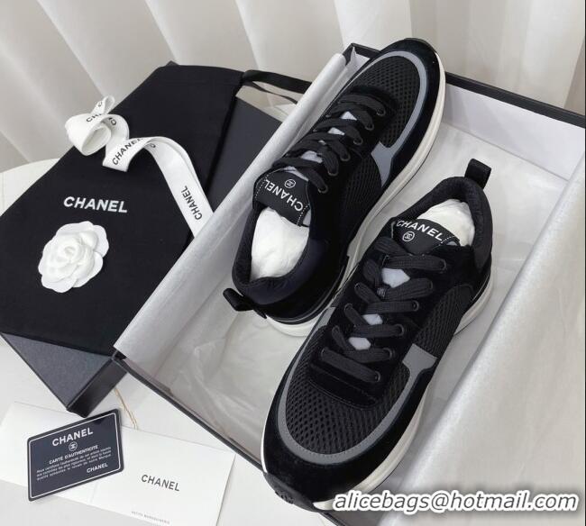 Fashion Chanel Suede & Mesh Sneakers G38299 102602 Black