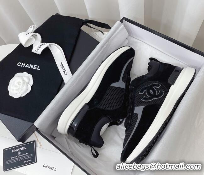 Fashion Chanel Suede & Mesh Sneakers G38299 102602 Black