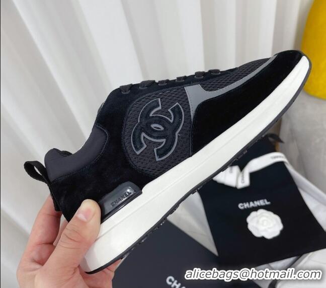 Fashion Chanel Suede & Mesh Sneakers G38299 102602 Black