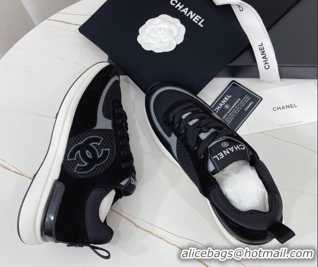 Fashion Chanel Suede & Mesh Sneakers G38299 102602 Black