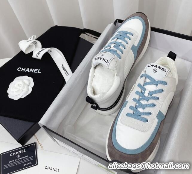 Stylish Chanel Suede & Fabric Sneakers G38299 102604 White/Blue/Grey