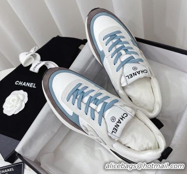 Stylish Chanel Suede & Fabric Sneakers G38299 102604 White/Blue/Grey