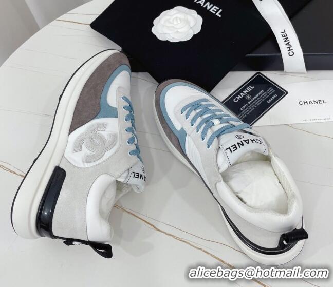 Stylish Chanel Suede & Fabric Sneakers G38299 102604 White/Blue/Grey