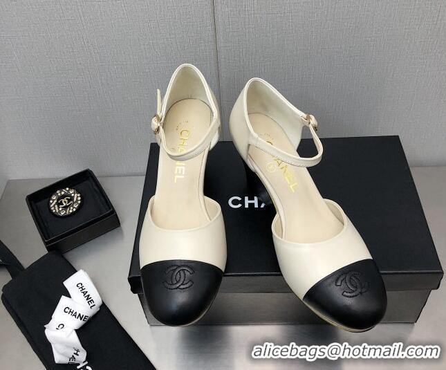 Grade Quality Chanel Lambskin Open Shoe Wedge Pumps G39422 6.5cm White