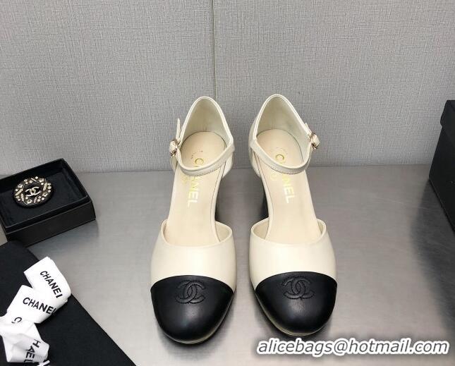 Grade Quality Chanel Lambskin Open Shoe Wedge Pumps G39422 6.5cm White